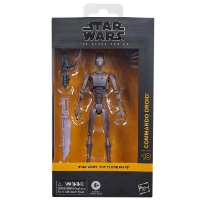 Figura de ação Star Wars The Black Series Commando Droid na embalagem