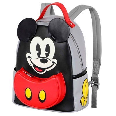Mochila do Mickey Mouse com orelhas em relevo e bolso vermelho