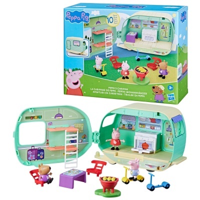 Brinquedo caravana Peppa Pig com acessórios e caixa colorida