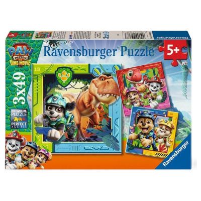 Caixa de puzzle Ravensburger Paw Patrol The Dino Movie com 3x49 peças para idades 5+