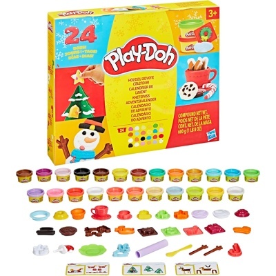 Conjunto Play-Doh Holiday Advent Calendar com 24 potes de massa colorida e acessórios de moldagem