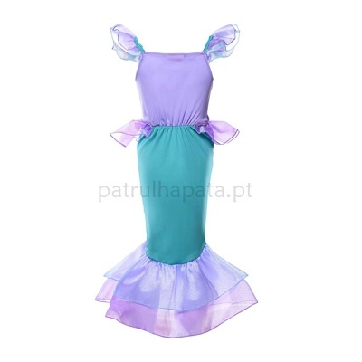 Vestido fantasia sereia lilás e verde para criança