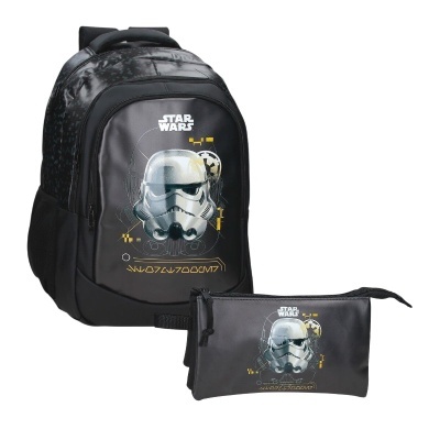 Mochila e estojo Star Wars preto com capacete de stormtrooper