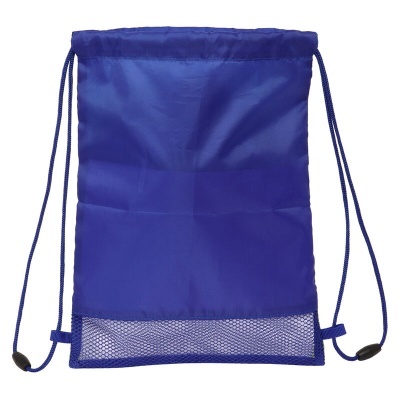 Mochila saco azul com cordões e secção de rede frontal