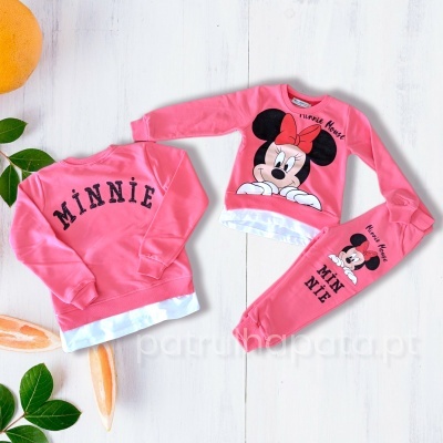 Conjunto de roupa infantil cor-de-rosa com estampa da Minnie Mouse
