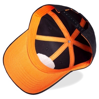 Boné com aba curva laranja e interior preto e laranja