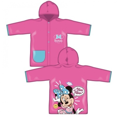 Casaco impermeável rosa para crianças com estampa da Minnie Mouse e capuz