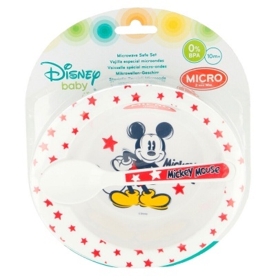 Conjunto Disney baby micro-ondas com prato e colher Mickey Mouse