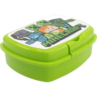 Marmita verde com tampa decorada com personagens Minecraft