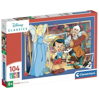 Puzzle com personagens de Pinóquio da Disney Classics, 104 peças, Clementoni