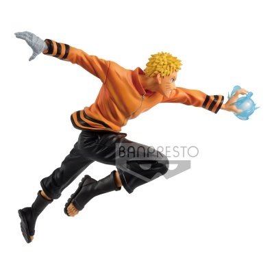 Figura de ação em plástico de personagem com casaco laranja e calças pretas