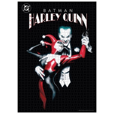 Capa de puzzle com Batman Harley Quinn e texto DC BATMAN HARLEY QUINN