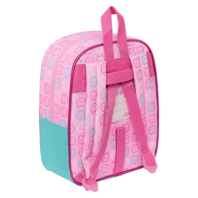 Mochila infantil rosa com padrão e alças ajustáveis cor de rosa
