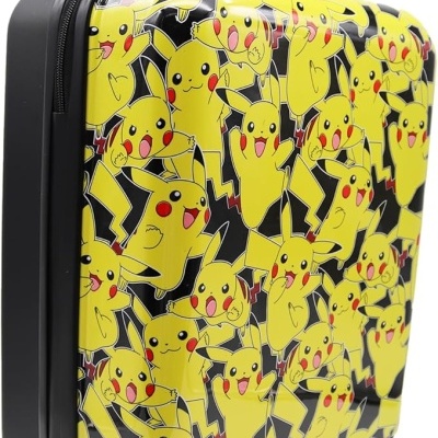 Mala de viagem rígida com imagens coloridas de Pikachu