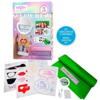 Kit para criação de conteúdo WOW Generation com anel de luz e acessórios coloridos