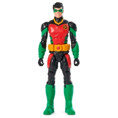Figura de ação Robin em plástico com fato vermelho, preto e verde