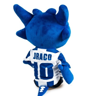 Pelúcia mascote azul com camisola de futebol DRACO 10