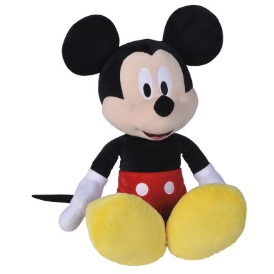 Pelúcia do rato Mickey colorida e sentada