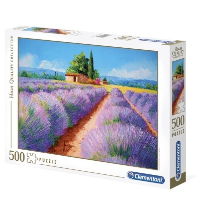 Caixa de puzzle Clementoni 500 peças com campo de lavanda