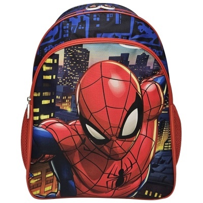 Mochila infantil Spider-Man com fundo de cidade à noite