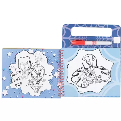 Livro de colorir Spiderman com caneta em fundo branco