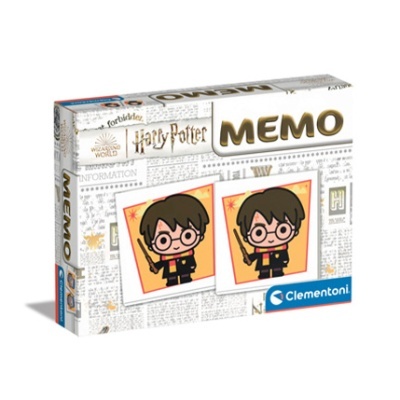 Caixa do jogo de memória Harry Potter MEMO com ilustrações do personagem Harry Potter cartoon