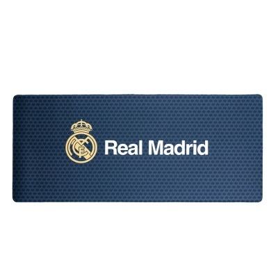 Tapete azul escuro com emblema e texto do Real Madrid