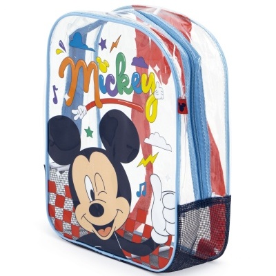 Mochila infantil transparente com desenho do Mickey