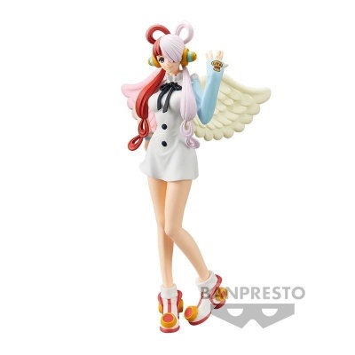 Figura de ação de personagem com asas e vestido branco