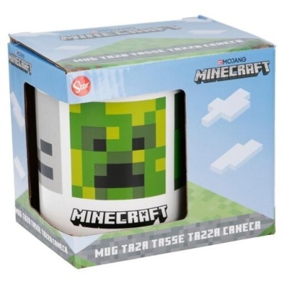 Caneca Minecraft com estampa de Creeper embalada em caixa azul