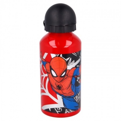 Garrafa de água vermelha com imagem do Homem-Aranha