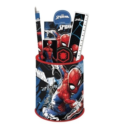 Conjunto de material escolar Homem-Aranha com estojo, lápis, régua e papel