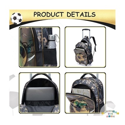 mochila escolar camuflada com compartimentos e roda