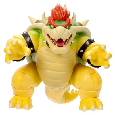 Figura de ação Bowser amarelo e verde com cabelo vermelho