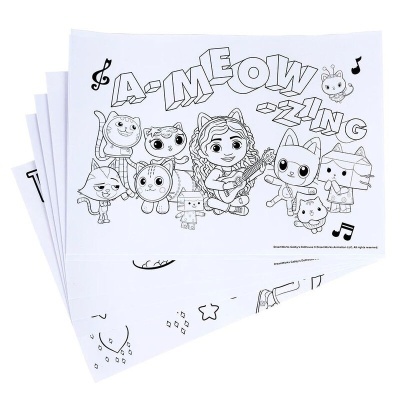 Folhas para colorir com personagens e texto A-MEOW-ZING