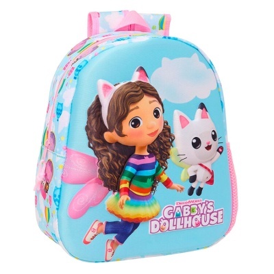 Mochila infantil colorida Gabby's Dollhouse com personagens e asas de fada