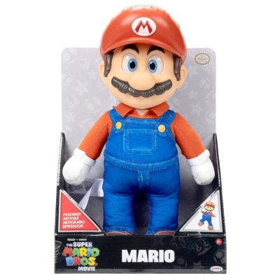 Boneco articulado do Mario do filme The Super Mario Bros Movie na embalagem preta