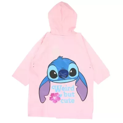 Casaco com capuz rosa com estampa Stitch e texto Weirb but cute