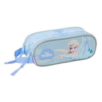 Estojo azul claro Disney Frozen com personagem Elsa e flocos de neve