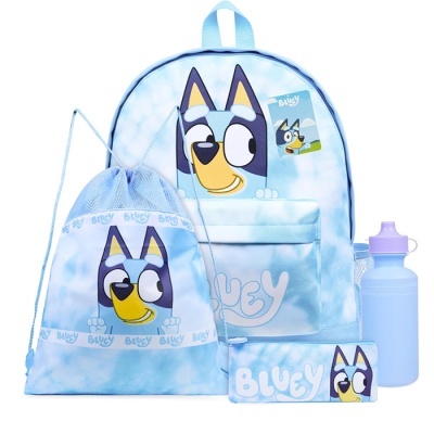 Conjunto infantil azul claro com estampa do personagem Bluey