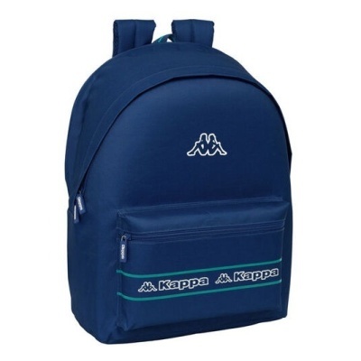 Mochila azul escura Kappa com bolso frontal e alças acolchoadas