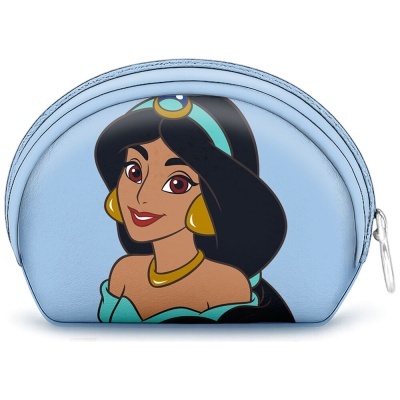 Bolsa de maquilhagem azul com imagem da princesa Jasmine da Disney