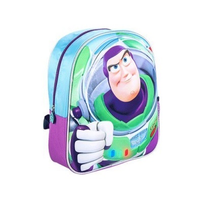 Mochila infantil colorida com personagem Buzz Lightyear
