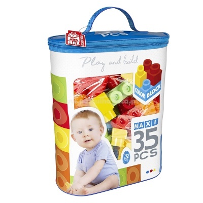 Embalagem de blocos de construção Color Block com 35 peças e imagem de bebé