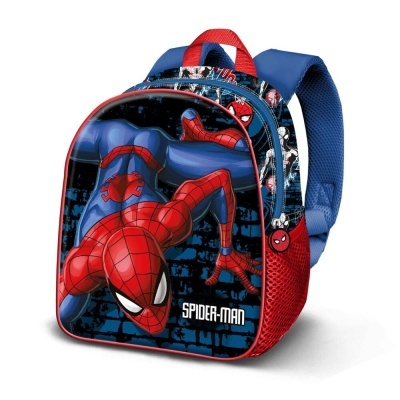 Mochila infantil azul e vermelha com imagem do Spider-Man