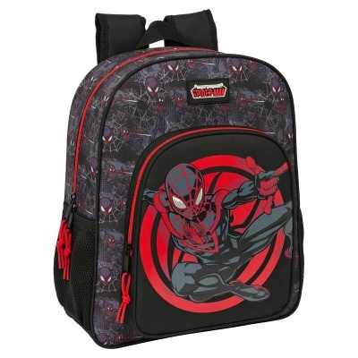 Mochila infantil Spider-Man preta com detalhes em vermelho e cinza