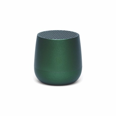 Coluna sonora portátil verde escuro com grelha circular em cima
