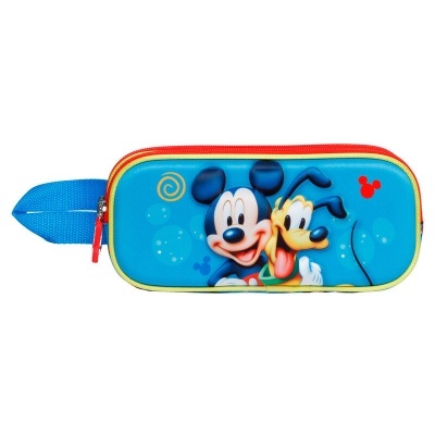 Estojo escolar azul com Mickey e Pluto