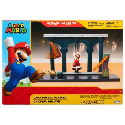 Caixa de jogo Lava Castle Playset Super Mario com 7 peças e figura Fire Mario