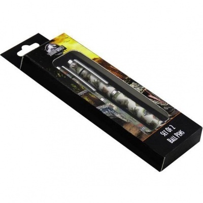 Conjunto de 2 canetas esferográficas decoradas em caixa preta com janela